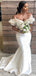 Elegant White Ruffle Off-shoulder Curvy Mermaid Bridesmaid Dress, BD3220