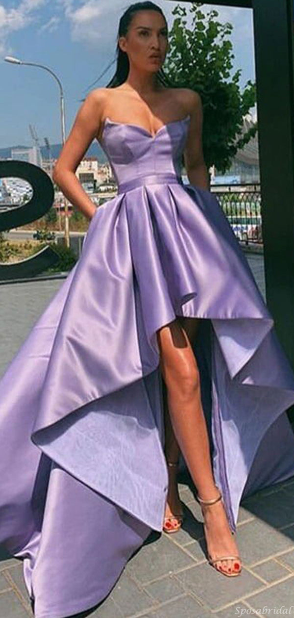 Elegant Lilac Lavender Strapless A-line High-low Prom Dress, BD3145 – SposaBridal Elegant Lilac Lavender Strapless A-line High-low Prom Dress, BD3145 – SposaBridal