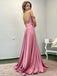 Elegant Sexy Off-shoulder Spaghetti Straps Side-slit A-line Long Prom Dress, PD3510