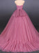 Elegant Straight-across Dusty Rose Lace Top A-line Long Prom Dress, PD3284