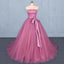 Elegant Straight-across Dusty Rose Lace Top A-line Long Prom Dress, PD3284