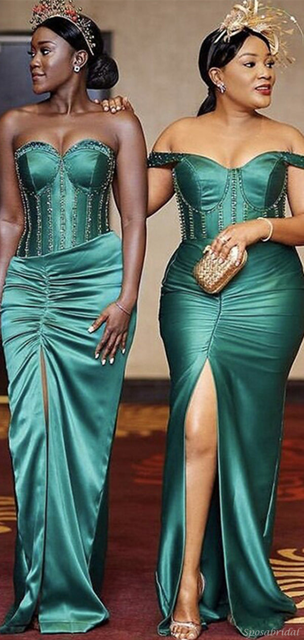 Emarald Green Mismatched Sweetheart Corset Top Mermaid Side-slit Long SposaBridal Emarald Green Mismatched Sweetheart Corset Top Mermaid Side-slit Long SposaBridal