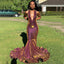 Newest Mermaid V-Neck Sparkly Prom Dresses, Long Evening Dress PD2327