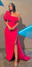 Fuchsia One-shoulder Sexy Ruffle Sleeve Side-slit Mermaid Long Prom Dress, PD3499
