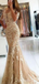 Half-sleeve Lace Appliques Mermaid Sexy Long Prom Dress, PD3083