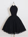 Black Halter Simple Cheap Short Homecoming Dresses 2018, CM547 - SposaBridal