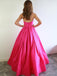 Hot Pink Strapless Sweetheart With Cute Bow Ties A-line Long Prom Dress, PD3256