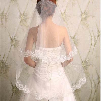 Stunning Short Double layer Lace Applique Wedding Veil For Wedding Party, WV0105