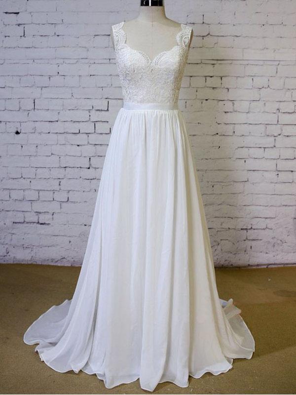 Sexy Backless Lace Cap Sleeves Cheap Beach Wedding Dresses Online, WD389