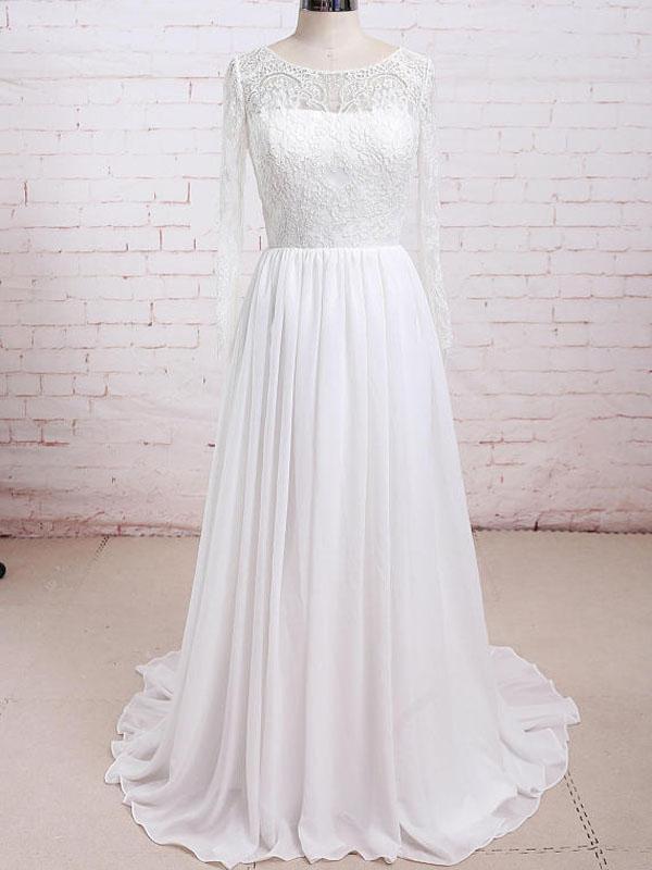 Long Sleeves Lace See Through Cheap Beach Wedding Dresses Online, WD38 SposaBridal Long Sleeves Lace See Through Cheap Beach Wedding Dresses Online, WD38 SposaBridal
