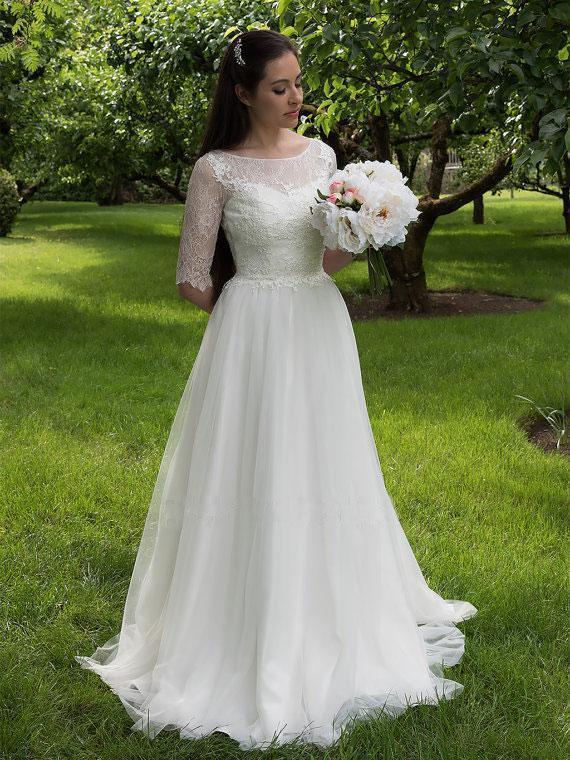 Long Sleeve A-line See Through Cheap Wedding Dresses Online, WD340 SposaBridal Long Sleeve A-line See Through Cheap Wedding Dresses Online, WD340 SposaBridal