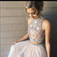 Tulle Two Piece High Neck Popular Custom Prom Dress, Party Dress, PD0320