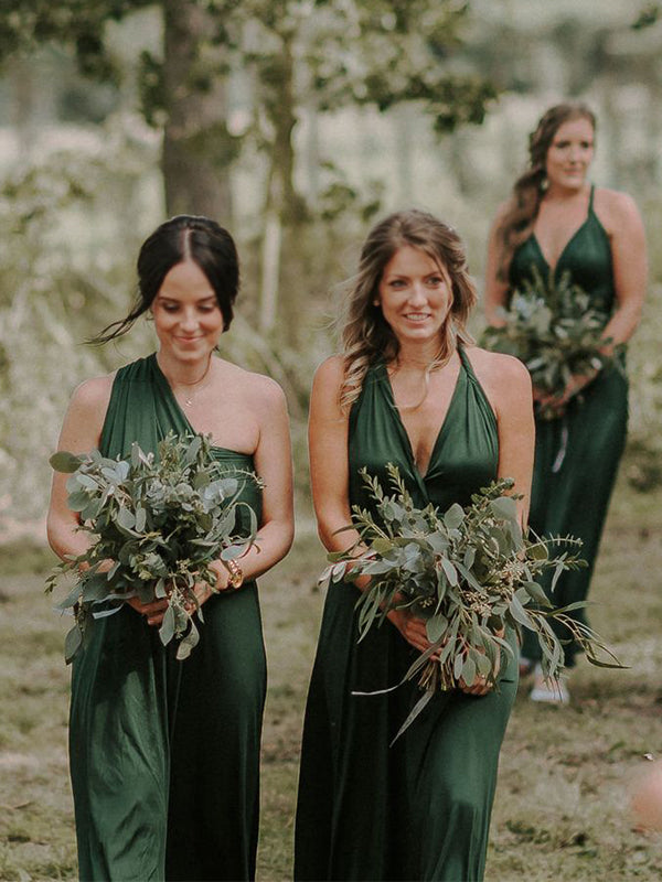 Mismatched Emerald Green A-line Floor-length Bridesmaid Dresses, BD319 SposaBridal Mismatched Emerald Green A-line Floor-length Bridesmaid Dresses, BD319 SposaBridal
