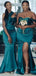 Mismatched Teal Green Side-slit Mermaid Long Bridesmaid Dress, BD3238