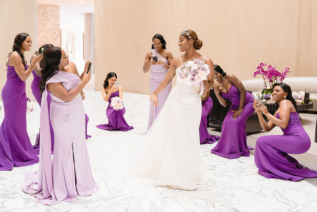 Mismatched Purple Lilac Spaghetti Straps Lace Top Mermaid Long Bridesmaid Dresses, BD3234