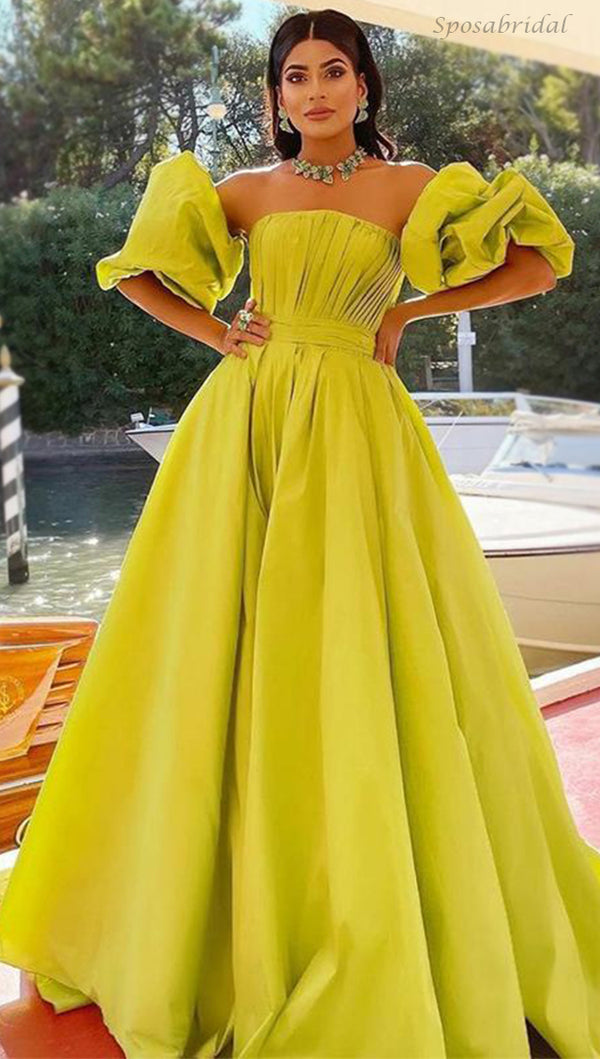 mustard green dress for wedding The Jasmine | Mustard Green Pleated Strapless Wedding Guest Dress
