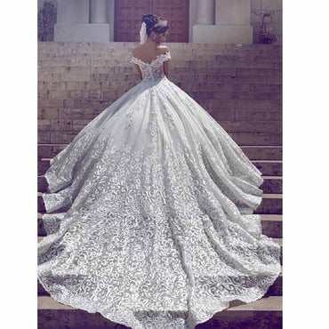 New Off The Shoulder Wedding gowns, Short Sleeve Ball Gowns Wedding Dresses Lace On Sale ,WD0187