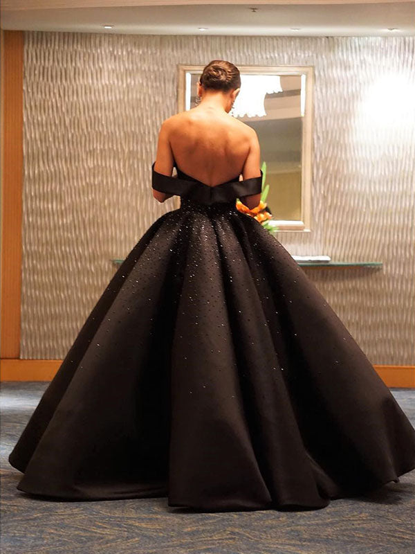 Black Modest Ball Gown, Long Elegant Unique Design Off the Shoulder Fo SposaBridal Black Modest Ball Gown, Long Elegant Unique Design Off the Shoulder Fo SposaBridal
