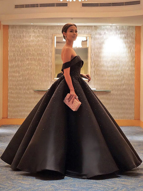 Black Modest Ball Gown, Long Elegant Unique Design Off the Shoulder Fo SposaBridal Black Modest Ball Gown, Long Elegant Unique Design Off the Shoulder Fo SposaBridal