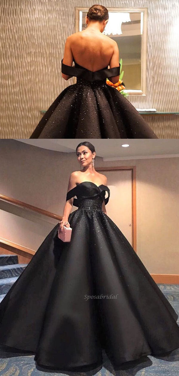 Black Modest Ball Gown, Long Elegant Unique Design Off the Shoulder Fo SposaBridal Black Modest Ball Gown, Long Elegant Unique Design Off the Shoulder Fo SposaBridal