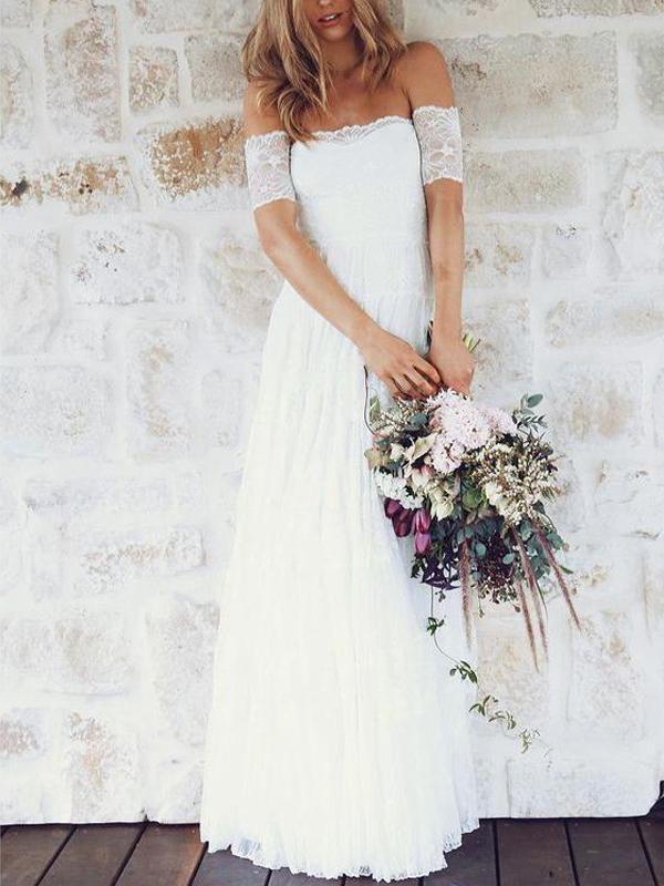 Off Shoulder Casual Cheap Ivory Lace Wedding Dresses Online, WD361 SposaBridal Off Shoulder Casual Cheap Ivory Lace Wedding Dresses Online, WD361 SposaBridal