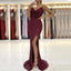 Orchid Spaghetti Straps V-neck Side-slit Mermaid Long Prom Dress, PD3417