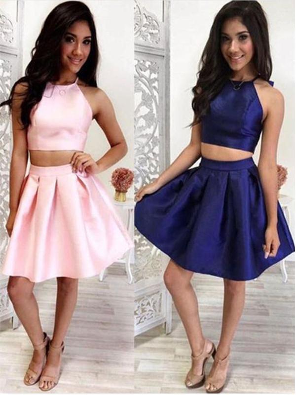 Two Pieces Halter Cheap 2018 Homecoming Dresses Under 100, CM405
