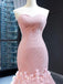 Pink Sweetheart Strapless Pleats Mermaid Trumpet Tulle Prom Dress, PD3484