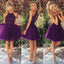 Beaded  Purple Sexy Open back Halter homecoming prom dresses, CM0022