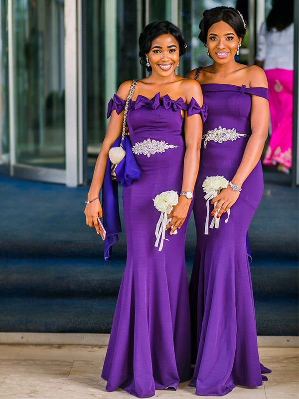 Purple Multi-style Mermaid Sexy Cheap Long Bridesmaid Dresses, BD3273
