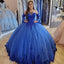 Royal Blue Sweetheart Luxury Strapless Sparkly A-line Prom Dress, Ball Gown, PD3326
