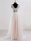 Cap Sleeves V-neck See-through Blush Pink A-line Cheap Wedding Dresses, WD342