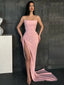 Sexy Elegant Pleats Strapless Side-slit Mermaid With Tail Long Prom Dress, PD3523