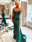Sexy Emerald Halter Mermaid Open Back Long Prom Dress, PD3546