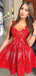 Sexy Hot Red Lace Sweetheart A-line Mini Homecoming Dress, HD3062