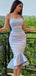 Sexy Lavender Spaghetti Strap Mermaid Tight Midi Ruffle Homecoming Dress, HD3064