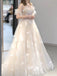 Sexy Light Champagne Off-shoulder Feather Lace-up Back A-line Prom Dress, PD0430