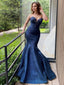 Sexy Navy Strapless Sweetheart Sparkly Mermaid Long Prom Dress, PD3560