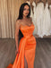 Sexy Orange Sweetheart Strapless Side-slit Mermaid Long Prom Dress, PD3532