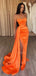 Sexy Orange Sweetheart Strapless Side-slit Mermaid Long Prom Dress, PD3532