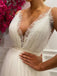 Sexy Simple Spaghetti Straps Open Back V-neck A-line Long Wedding Dress, WD3069