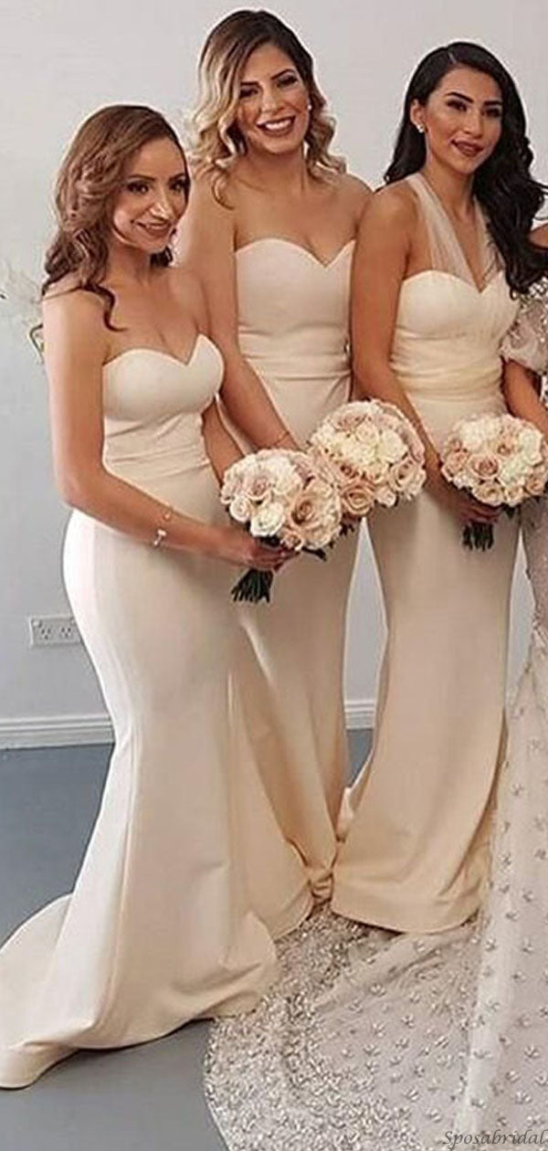 Sexy Sweetheart Cream Strapless Mermaid Long Bridesmaid Dress, WG113 SposaBridal Sexy Sweetheart Cream Strapless Mermaid Long Bridesmaid Dress, WG113 SposaBridal