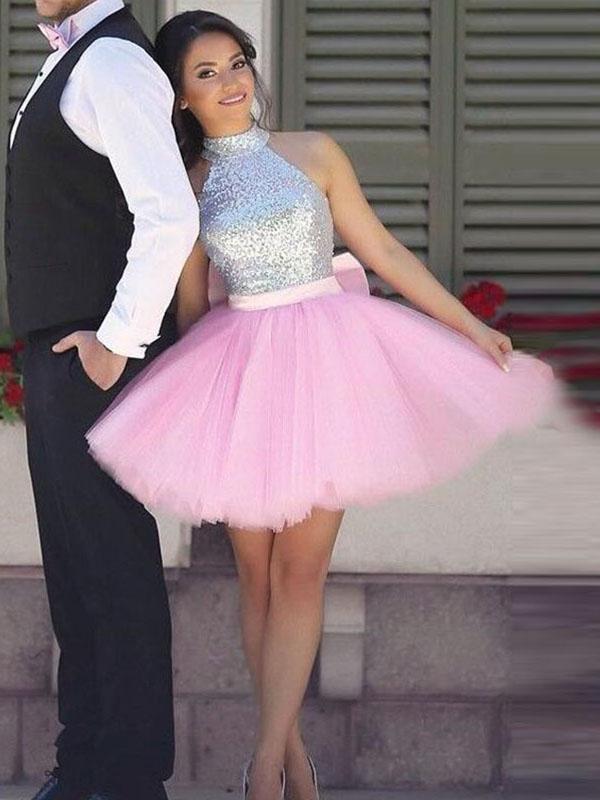 Simple Cute Short Silver Sequin Pink Skirt Cheap Homecoming Dresses 20 SposaBridal Simple Cute Short Silver Sequin Pink Skirt Cheap Homecoming Dresses 20 SposaBridal