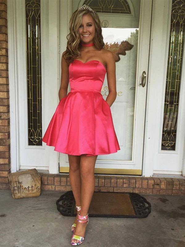 Sweetheart Simple Cute Cheap Short Red Homecoming Dresses Under 100, C SposaBridal Sweetheart Simple Cute Cheap Short Red Homecoming Dresses Under 100, C SposaBridal