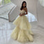 Spaghetti Straps Sweetheart Sexy Cream A-line Tulle Long Prom Dress, PD3369