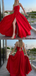 Charming Square Neck Spaghetti Strap Side Slit A-line Long Prom Dress, PD3048
