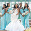 Tiffany Blue Straight-across Mermaid Long Bridesmaid Dress, BD3201