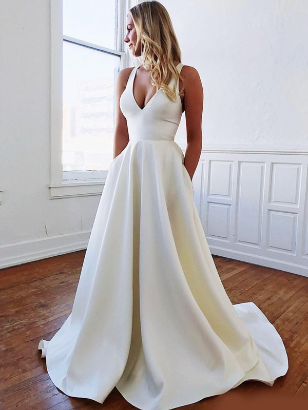 V-neck Spaghetti Strap Sheath Open Back With Cross Bow Tie Long Weddin SposaBridal V-neck Spaghetti Strap Sheath Open Back With Cross Bow Tie Long Weddin SposaBridal
