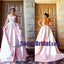 Spaghetti Straps Pink Long Satin Prom Dress with Lace appliques, Elegant Lovely Formal Wedding Dresses, WD0266